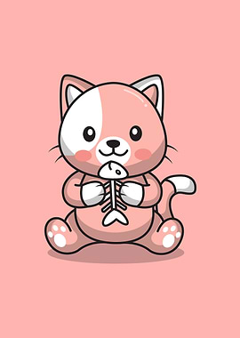 Cute cat eating fish