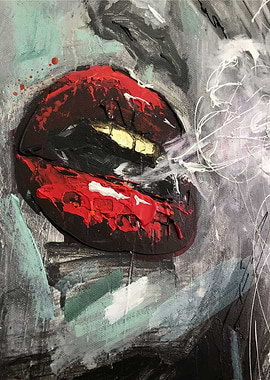 Smoking Girl Red Lips
