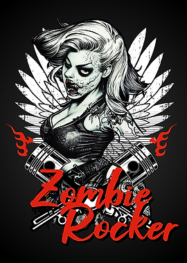 Zombie Rocker Pin Up Girl