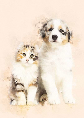 Kitten and puppy