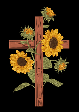 Christian Cross Sunflowers