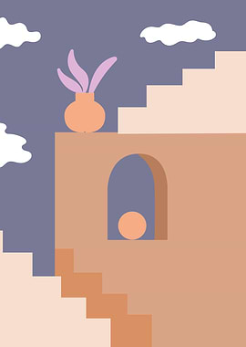 Floral vase purple cloud