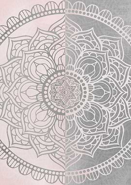 Blush pink grey Mandala
