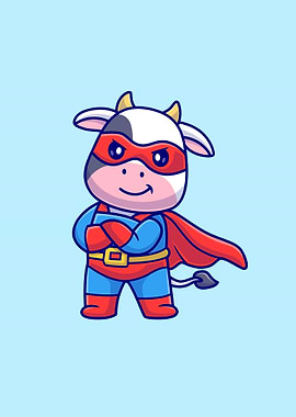 Cute cow super hero