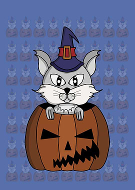 Pumpkin Witch Cat