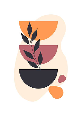 Tropical leaves boho shape