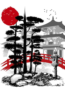 Temple with garden Zen