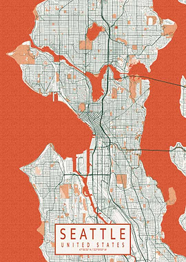 Seattle City Map Bohemian