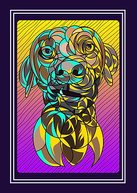 Abstract neon of the dog
