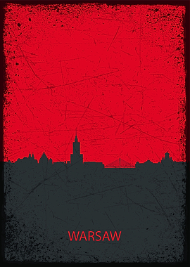 warsaw cityscape retro 80s