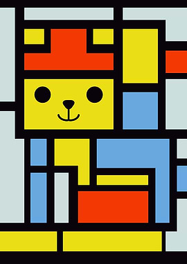 Mondrian Cat Composition