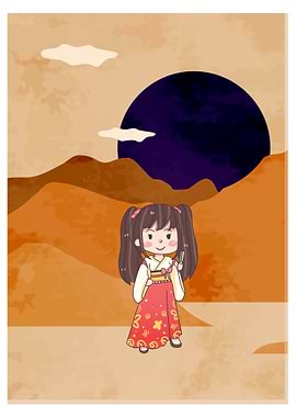 Beautiful Girl in Desert