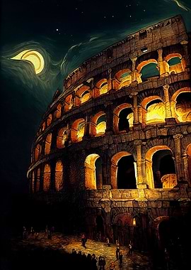 Moonlit Roman Colosseum