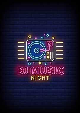 DJ Music neon effect