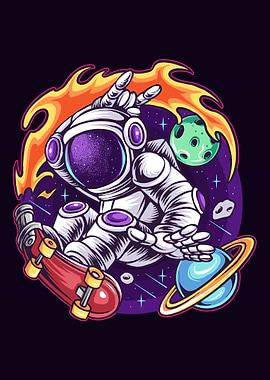 astronaut skateboarding