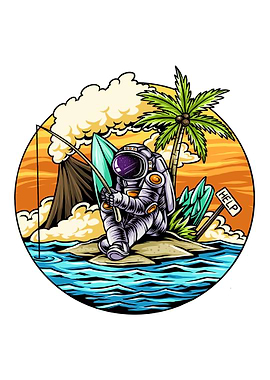 astronaut fishing summer