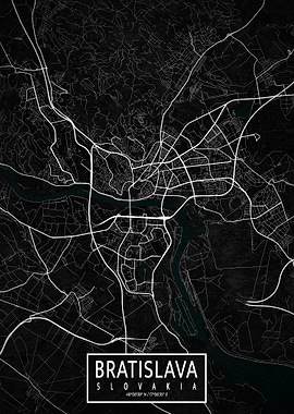 Bratislava City Map Dark