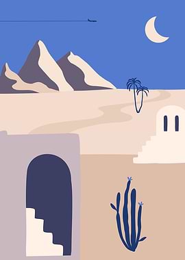 Boho travel art Moon