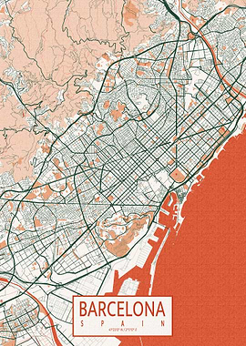 Barcelona Map Bohemian
