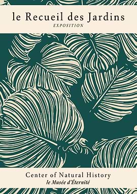 Green Monstera Linocut Art