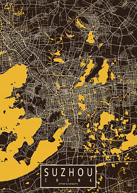 Suzhou City Map Pastel