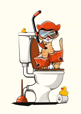 Pussy Cat Sitting on Toile