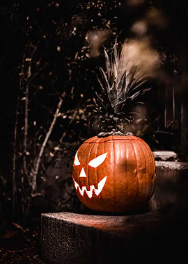 Halloween Pumpkin on Steps