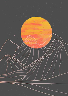 Mountain landscape Lineart