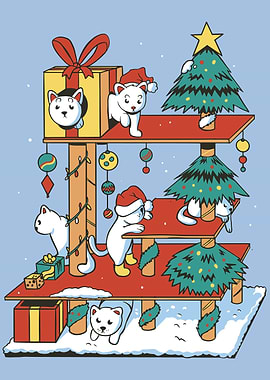 Funny Christmas Cats Tree