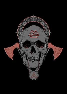 Nordic Pagan Skull Viking
