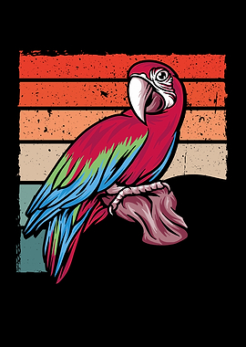 Parrot vintage on a branch