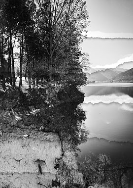 Monochrome lake scape