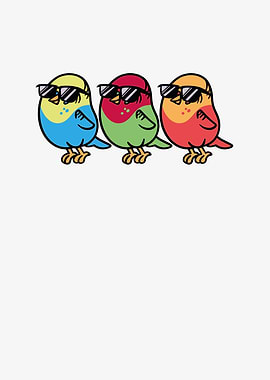 Three white birds with sun