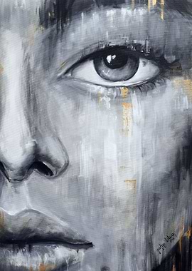 Face in gold girl portrait