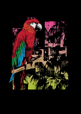 Parrot on a branch in the