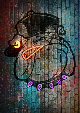 Anger bulldog with hat