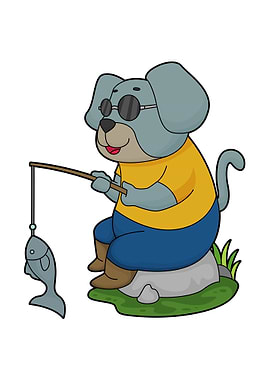 Dog Fishing Fisher