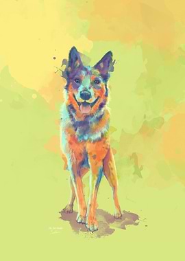 Blue Heeler Dog Painting