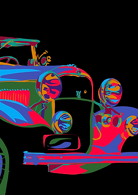 Classic car in pop art