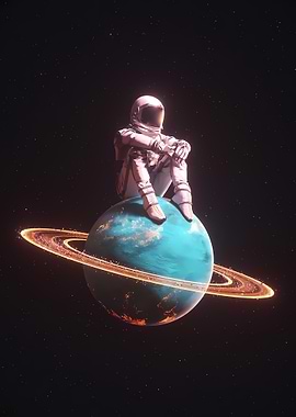 Astronaut Sit On Planet