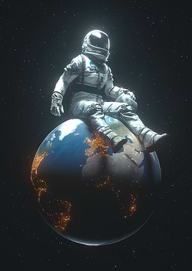 Astronaut Sitting On Earth