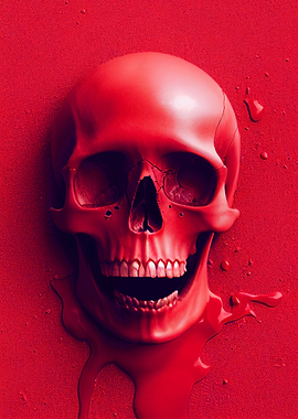 Red Emerging Human Skull
