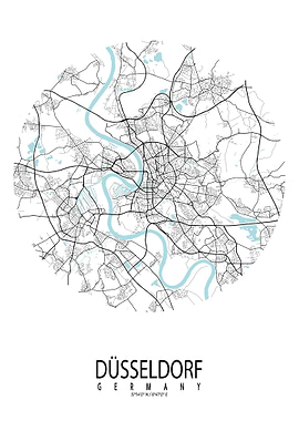 Dusseldorf City Map Circle