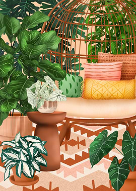 Bohemian room with plants