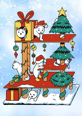 Christmas Tree with Cats
