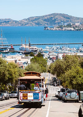 San Francisco bay and tram