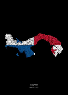 Panama City Flag Map Art