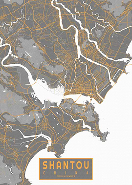 Shantou City Map Bauhaus