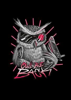 Owl animal with sunglasses