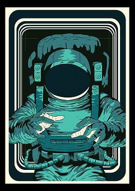 Retro Astronaut In Space